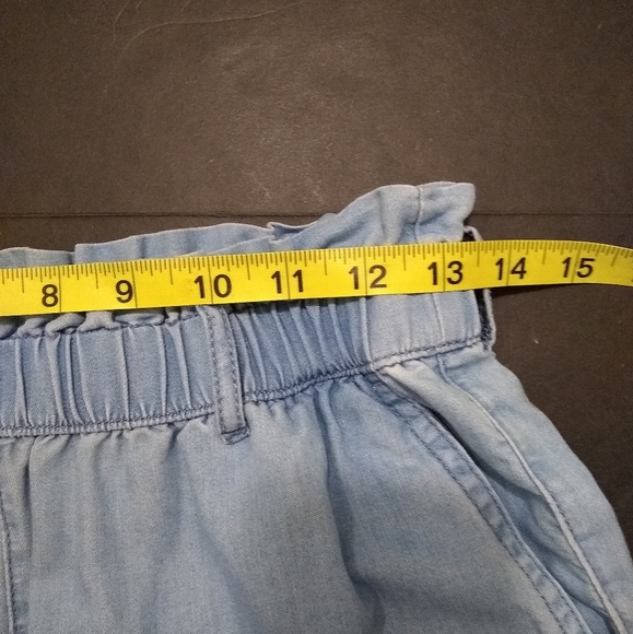 H&M &Denim chambray wide leg paper bag waist cropped pants, 6 - Picture 8 of 15